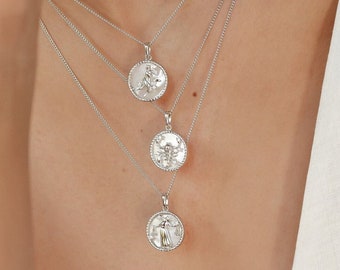Zodiac Pendant Necklace Sterling Silver | Horoscope Charm Necklace with Zirconia