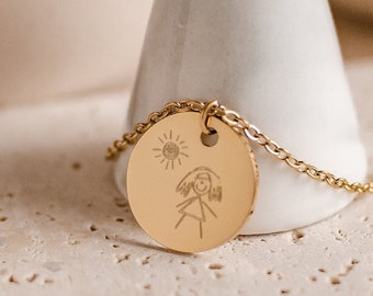 Drawing Necklace | Custom Engraved Necklace | Memorial Necklace | Custom Coin | Custom Made Jewelry