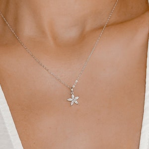 Gemstone Daisy Necklace Sterling Silver | Silver Pendant Necklace Flower Daisy Charm Sterling Silver Jewellery