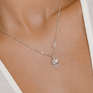 Rose Pendant Sterling Silver | Flower Pendant for Necklace