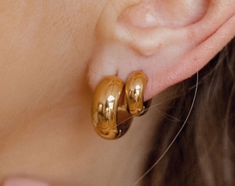 Grosses boucles d'oreilles en or | Ensemble de boucles d'oreilles | Créoles en argent épaisses | Créoles épaisses | Petites créoles