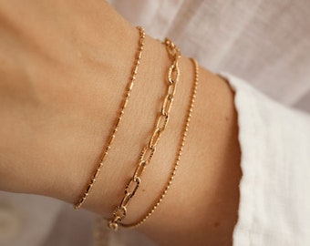 Link Chain Bracelet Gold | Oval Link Bracelet | Textured Chain Link Bracelet Rose Gold, Silver and Gold