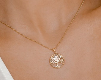 Tree of Life Pendant Gold Plated Sterling Silver | Round Pendant for Necklace