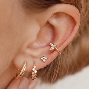 Flower Ear Cuff Gold | Non Pierced Ear Cuff Silver | Dainty Ear Cuff | Fake Tragus Earring | 925 Sterling Silver Ear Cuff