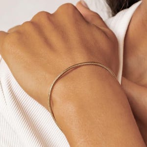 Bracciale a catena a serpente in 2 lunghezze / Bracciale impermeabile / Bracciale per tutti i giorni in argento / Bracciale placcato oro rosa / Bracciale a catena in oro
