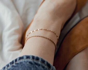 Rope Chain Anklet Gold Plated | Ankle Bracelet Delicate Twisted Rope Chain Stainless Steel Jewellery