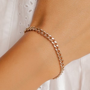 Chunky Chain Bracelet Rose Gold | Statement Bracelet Gold Plated Stainless Steel | Waterproof Bracelet Silver