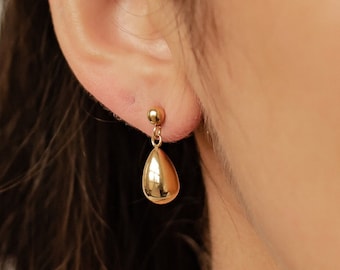 Gold Plated Stud Earrings | Tear Drop Earrings | Drop Stud Earrings | Hanging Earrings