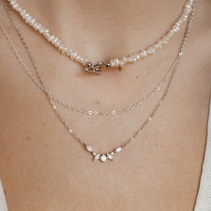 Delicate Gemstone Necklace Sterling Silver | Silver Zirconia Necklace