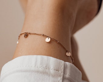 Anklet Rose Gold | Delicate Ankle Bracelet Circle Disc Pendants Stainless Steel Jewellery