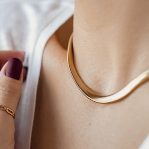 Thick Snake Chain Necklace Gold | Long Thick Chain Necklace | Statement Chain Necklace Rose Gold | Silver Snake Chain | Waterproof