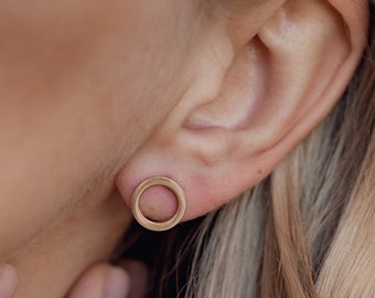 Offener Kreis Ohrstecker aus Edelstahl | Kleine Runde Ohrringe aus Edelstahl Geometrische Ohrringe