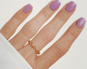 Delicate Sterling Silver Ring Gold | Crossover Ring with 18K Gold Plated