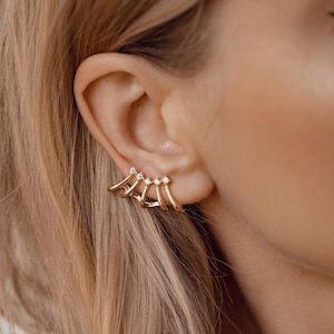 Claw Earring Climber | Zirconia Ear Crawler Gold | Ear Crawler Silver 925 | Wrap Earring Cuff | Ear Wrap