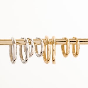 Silver Hoop Earrings Set | Golden Hoops Set | Sterling Silver Earring Set | Medium Gold Hoops | Huggie Earrings Silver | Helix Hoop image 1