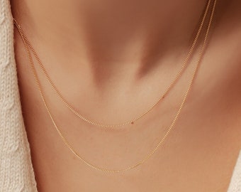 Textured Chain Necklace Sterling Silver | Fine Chain Necklace