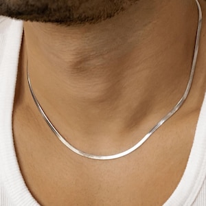 Herringbone-ketting voor heren | Gouden visgraatketting | Visgraatketting zilver | Platte ketting visgraat waterdicht voor hem