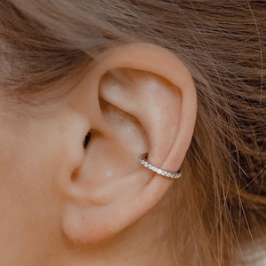 Diamond Ear Cuff Sterling Silver | Women Earrings 925 Sterling Silver | Mono Earring Cuff