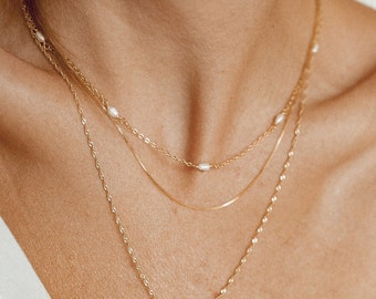 Fine Box Chain Necklace Gold Sterling Silver | Delicate Necklace