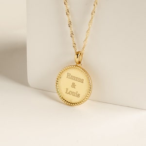Custom Engraved Round Pendant Necklace | Custom Engraving Jewelry | Personalized Pendant Necklace | Engraved Sterling Silver Necklace