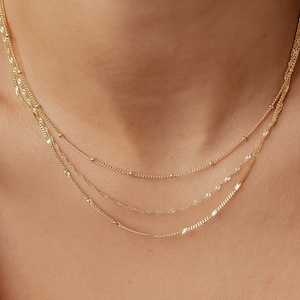 Fine Chain Necklaces Gold Sterling Silver Set of 3 Layering Necklaces 18K Gold Plated Gold
