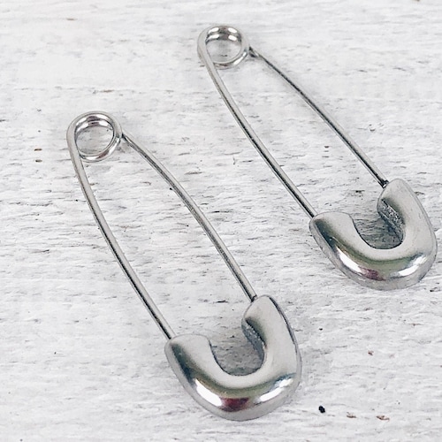Safety Pin Earrings Silver Delicate Earrings Stainless Steel Etsy