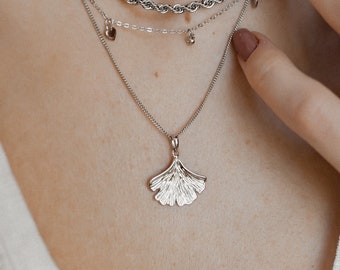 Ginkgoblatt Anhänger Sterlingsilber | Anhänger für Kette