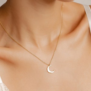 Crescent Moon Necklace Gold Half Moon Necklace Waterproof Crescent Moon Necklace Silver Rose Gold Crescent Moon Pendant Necklace image 1