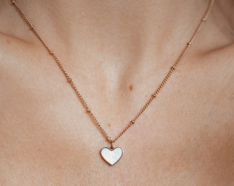 Heart Pendant Necklace in Rose Gold | Delicate Shell Heart Necklace Stainless Steel Jewellery Women