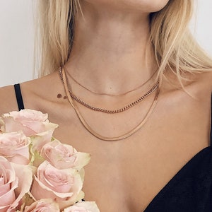Snake Chain Necklace in Rose Gold Colour | Delicate Necklace Stainless Steel