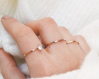 Delicate Rings Rose Gold | Set of 2 Band Rings Stainless Steel Minimalist Jewellery