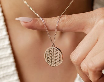 Flower of Life Necklace Rose Gold | Flower of Life Silver Necklace | Women Necklace Waterproof Stainless Steel