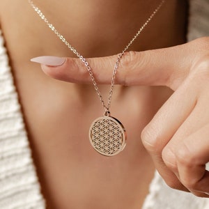 Flower of Life Necklace Rose Gold Flower of Life Silver Necklace Women Necklace Waterproof Stainless Steel image 1