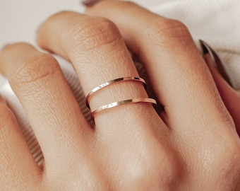 Delicate Rings Rose Gold | Set of 2 Band Rings Stainless Steel Minimalist Jewellery