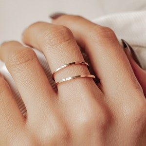 Delicate Rings Rose Gold | Set of 2 Band Rings Stainless Steel Minimalist Jewellery