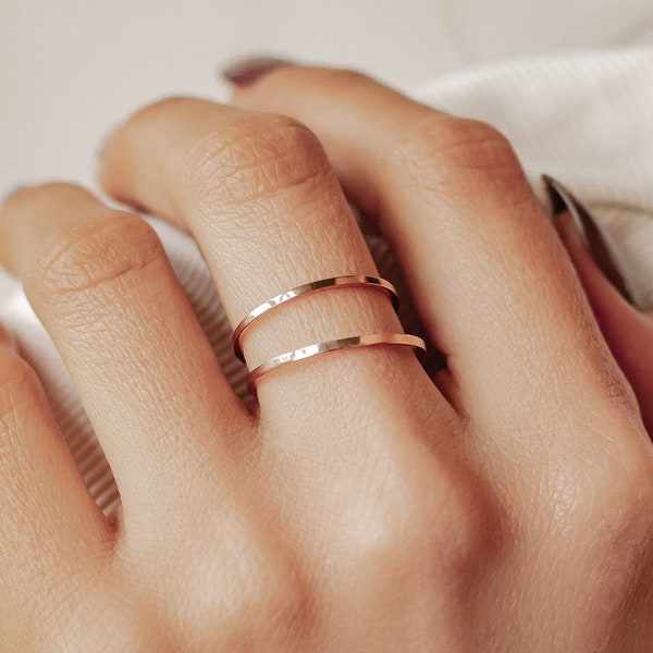 Rosegold Ringe im Zarten Design | Minimalist Ring Set 2 Bandringe Edelstahlschmuck