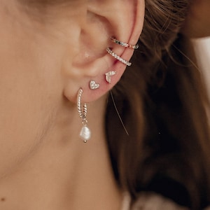 Herz Ohrstecker Sterlingsilber | Kleine Herz Ohrringe mit Zirkonia Steine