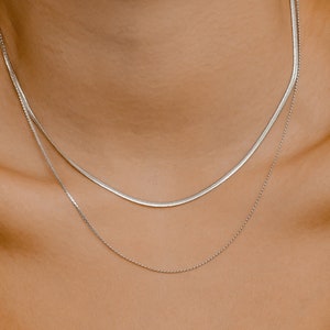 Layered Fine Chain Necklace Silver Dainty Women Necklace Stainless Steel image 5