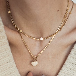 Gold Circle Pendant Necklace: Waterproof Stainless Steel Disc Necklace