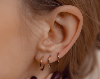 14K Solid Gold Hoop Earrings | 14K Hoop Earrings | 14 Karat Gold Earrings | Simple Gold Hoop Earrings | Solid Gold Hoops