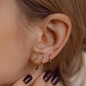 14K Solid Gold Hoop Earrings | 14K Hoop Earrings | 14 Karat Gold Earrings | Simple Gold Hoop Earrings | Solid Gold Hoops White Gold Earrings