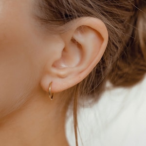 Hoop Earrings Gold Sterling Silver | Small Sterling Silver Hoops Earrings | Rose Gold Earrings | 18K Gold Plated Hoops