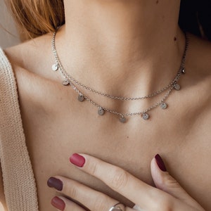 Kreis Kette Silber Frauen Halskette aus Edelstahl Bild 2