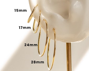 Thin Hoop Earrings Sterling Silver | Large Hoops Gold | Small Gold Plated Hoops | Medium Size Hoops | Simple Silver Hoop Earrings