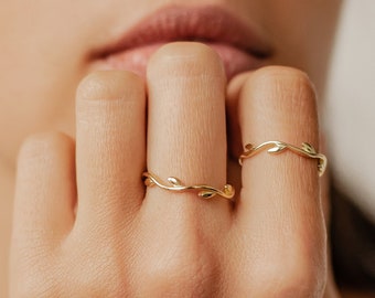 Laurel Ring Gold Plated Sterling Silver | Delicate Ring Women 18K Gold Plated