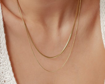 Layered Fine Chain Necklace Gold | Dainty Women Necklace Stainless Steel