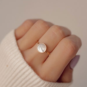 Shell Circle Ring Rose Gold Gold Silver in 3 Colors Delicate Stackable Ring Thin Rose Gold Ring Waterproof Ring image 1