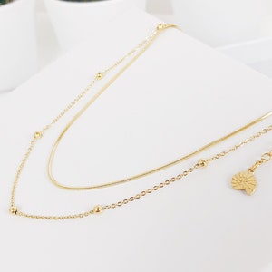 Layered Fine Chain Necklace Gold Dainty Women Necklace Stainless Steel image 2