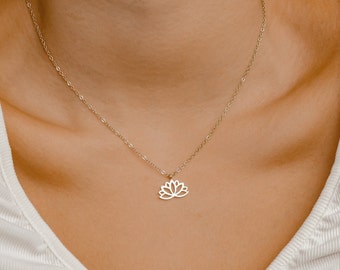 Lotus Necklace Gold | Lotus Flower Necklace Silver | Delicate Pendant Necklace Rose Gold | Waterproof Necklace