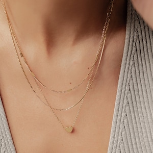 Layering Heart Necklace Set | Set of 2 Layered Gold Necklaces | Multi Strand Silver Necklace | Necklace with Heart Pendant | Heart Necklace